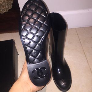 New Black Chanel Rain Boots